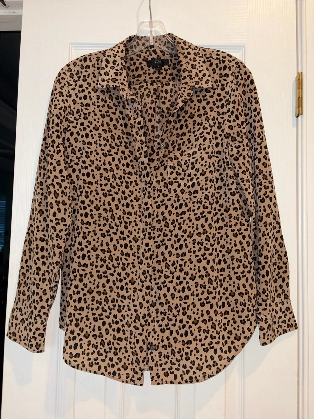 Leopard Print Button-Up Shirt - Tan and Black